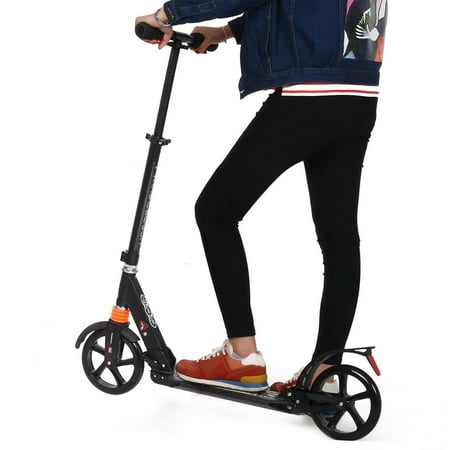 Big Soft Kick Big Saving! Adult Teen Sturdy Portable Foldable Height Adjustable Aluminum Alloy Kick Scooter W/ T-Style&2 Big Wheels Dual Suspension Design ()