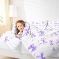 thumbnail image 3 of Manfei Girly Bowknot Queen Comforter Set For Girls,Purple Coquette Bow Bedding Comforter Set For Kids,Reversible,3 Pieces, 3 of 7