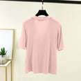 thumbnail image 6 of Htigea Women's Deep V Neck Short Sleeve Tops Solid Color Casual Loose Fit Summer T-Shirts Soft Comfortable Everyday Tees Pink M, 6 of 6