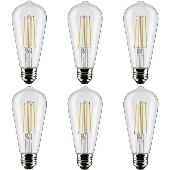 Satco S21364 - 8 Watt ST19 LED Clear Bulbs -  Medium base - 3000K - 120 Volt (6 Pack)