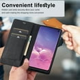 thumbnail image 6 of Dteck for Samsung Galaxy S10 6.1" 2019 Flip Wallet Case, PU Leather Magnetic Clasp Case with Card Slot & Kickstand Shockproof Protective Case for Samsung S10 Women Men, Black, 6 of 7