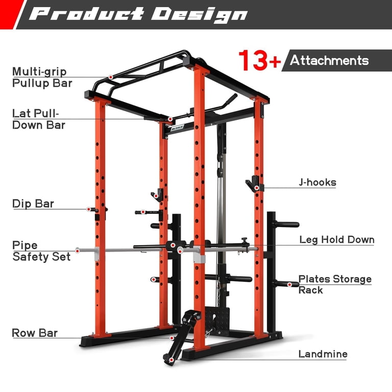 RitFit Power Cage, 1000LB with Adjustable Bench, Lat Pull Down