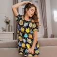 thumbnail image 3 of Yiaed Cartoon Bird Owl Print Women's Loose-Fit Short Sleeve Nightgown, Soft and Comfortable Sleep Dress for Relaxation and Sleepwear, 3 of 6