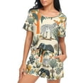 thumbnail image 5 of joogoo Women's Pajama Set Elephant Animals Short Sleepwear Loungewear with Pockets M, 5 of 7
