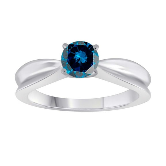 AoneJewelry 1/2 Carat 10K White, Yellow & Rose Gold Solitaire Blue Diamond Ring