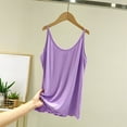 thumbnail image 2 of Duoif Spaghetti Strap Tank Top for Women Sleeveless Tops with Built in Bras Shelf Bra Padded Shirt 2025 Casual Tanks Loose Fit Womens Shirts Purple XL, 2 of 6