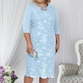 thumbnail image 1 of Mefallenssiah Mode Femme Décontractée Sexy Col Rond Uni Été Manches 1/2 Robe en Dentelle Patchwork, 1 of 9