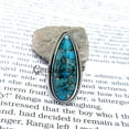 thumbnail image 2 of Exquisite Blue Copper Turquoise Ring â€“ Long Pear Full Finger Statement Ring, 2 of 10