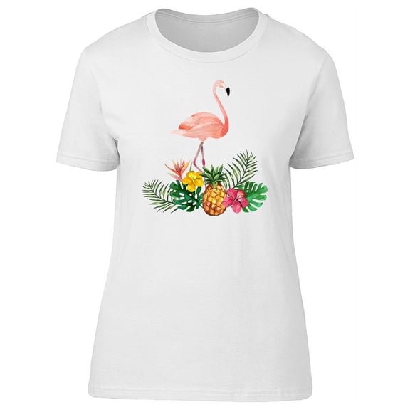 Tropical Pineapple & Flamingo T-Shirt Women -Image by Shutterstock, Female XX-Large