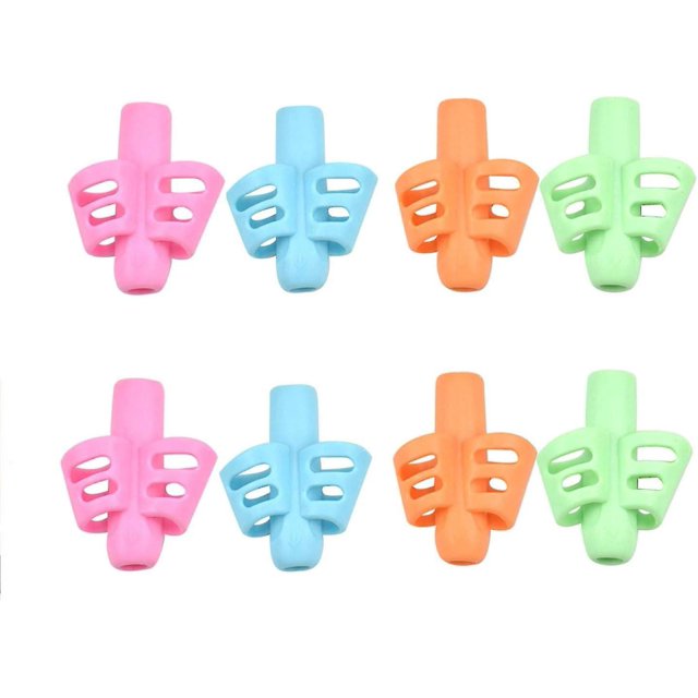 Guide de Doigts pour Enfants, 8 Pcs Poignées en Silicone pour Crayons, Aide à l'Écriture, Poignée pour Crayons