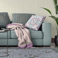 thumbnail image 4 of Paisley Leaf Geo Throw Pillow with Removable Cover in White Pink Light Blue 20x20, 4 of 5