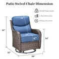 thumbnail image 2 of Planntonneo Outdoor Swivel Rocker Patio Chairs with 6 inch Thick Cushions, Patio Swivel Glider Chairs Set of 2 for Porch Balcony Deck, Brown/Blue, 2 of 9