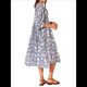 thumbnail image 2 of Vestido Midi Holgado Informal de Verano para Mujer, con Escote en V, Cordones, Media , Estampado Geométrico Bohemio Azul Oscuro L, 2 of 9
