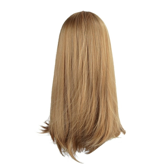 Peluca larga ondulada natural para mujer, peluca dorada de pelo largo y liso con flequillo, 26 pulgadas, pelucas sintéticas para mujer, uso diario o fiesta de disfraces Ecomeon no