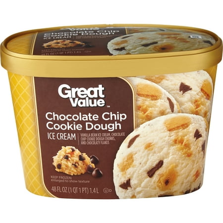 Great Value Chocolate Chip Cookie Dough Ice Cream, 48 oz - Walmart
