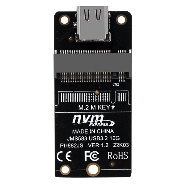 Adaptador de carcasa SSD NVME M.2 a tarjeta tipo C 10 Gbps compatible con 2230 2242 2260 2280