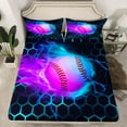 thumbnail image 2 of Castle Fairy Sport Baseball 4pcs Bed Sheets,Blue Lightning King Sheets,Gradient Hexagon Super Cozy Sheet Set,Breathable Geometric Home Decor, 2 of 7