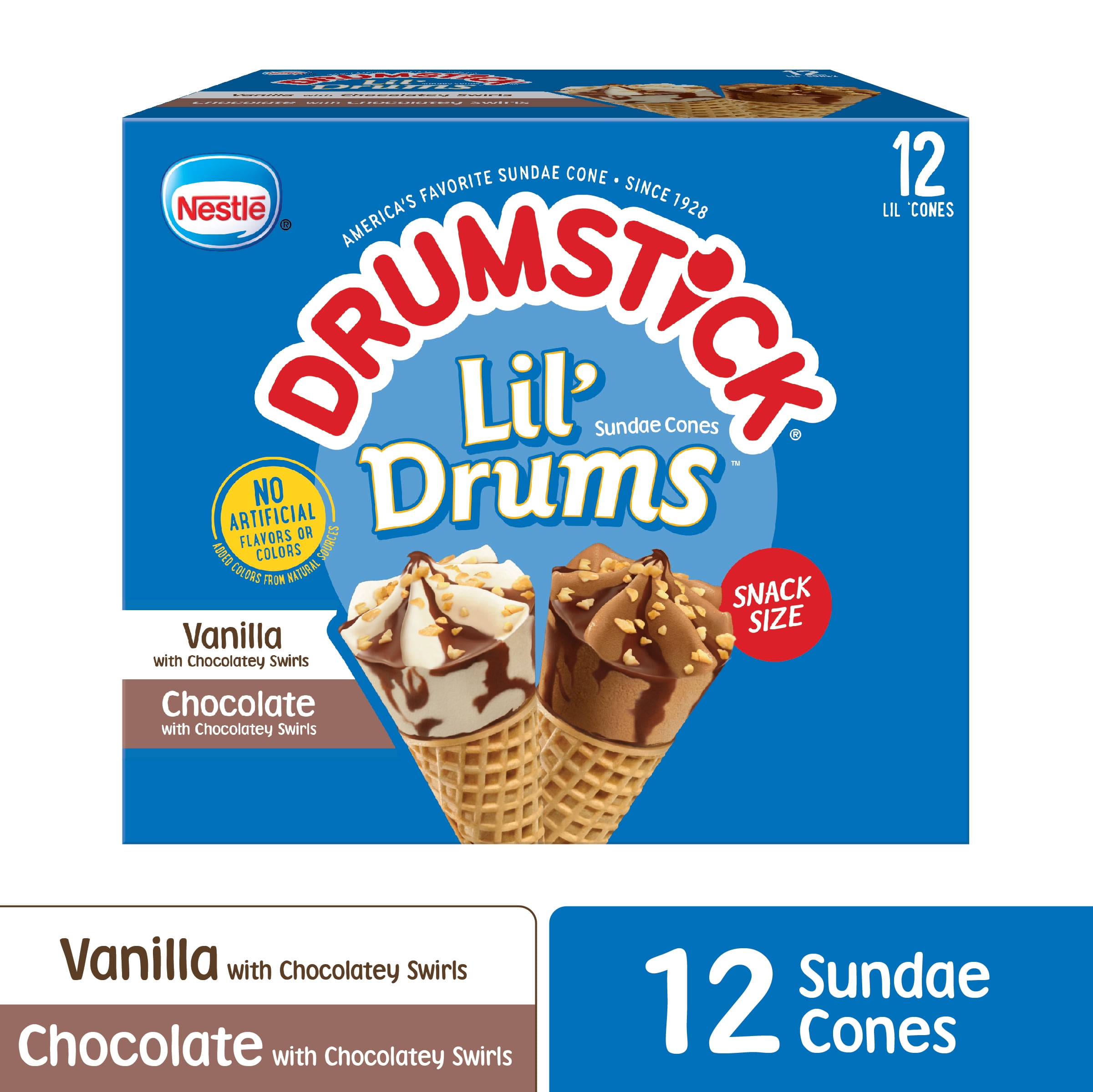 Drumstick Lil' Drums Vanilla and Chocolate Sundae Cones, 12 Count