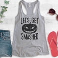 thumbnail image 2 of Let's Get Smashed Tank Top, Ladies Racerback Tank Top, Halloween Tank, Pumpkin Tank, Heather Gray, Large, 2 of 3