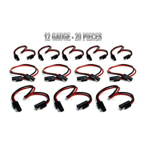 20 PIECES 12 GA 12" QUICK DISCONNECT POLARIZED INLINE POWER CABLE WIRE HARNESS