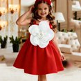thumbnail image 2 of AINIYS Girls Turn-Down Collar Short Sleeve A-Line Dress With Hidden Back Zipper Flowy Skirt For Party And Tea Party Red 120, 2 of 9