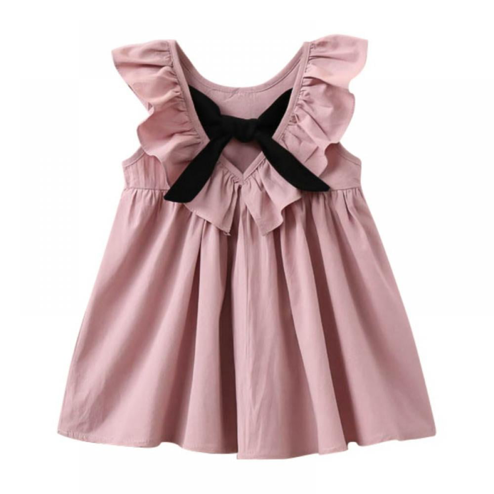 Details about   Kids Baby Girls Summer Ruffles Ruched Solid Sleeveless Holiday Princess Dress 