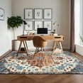 thumbnail image 3 of GlowSol 9'x12' Area Rug Vintage Medallion Print Rug, Non Slip Low Pile Boho Soft Floral Accent Rugs for Living Room Bedroom, Orange, 3 of 8