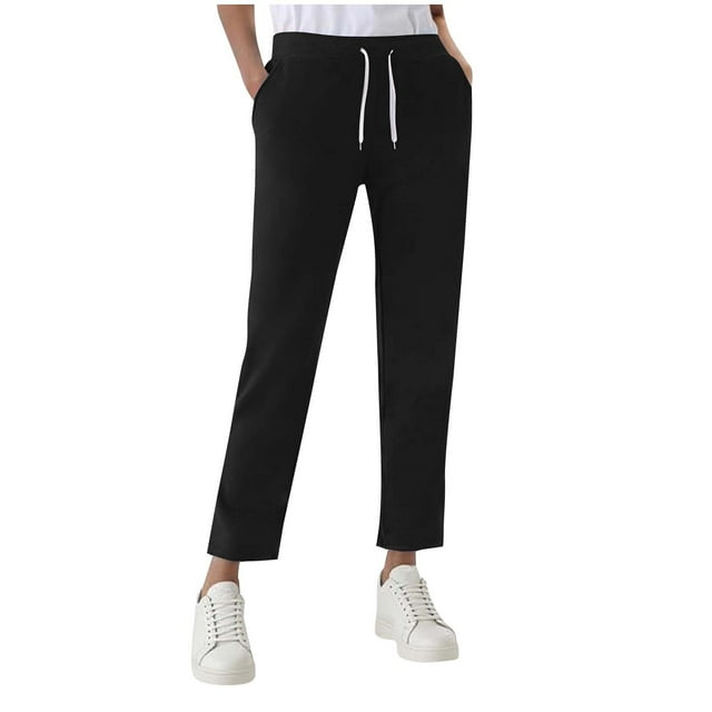 aidice Plus Size Sweatpants for Women Casual Workout Athletic Drawstring High Waisted Straight Leg Trousers with Pockets