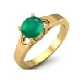 thumbnail image 2 of 925 Sterling Silver Gold Vermeil 6mm Round Green Onyx Solitaire Women Valentines Day Gifts Ring, 2 of 4