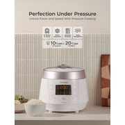 CUCKOO High Pressure Rice Cooker 10-Cup Uncooked / 20-Cup Cooked with Nonstick Inner Pot, Large Rice Maker with 13 Menu Options and Steam Plate, Fuzzy Logic Tech, Voice Guide, White (CRP-P1009SW)