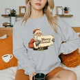 thumbnail image 2 of asdoklhq Christmas Womens Flannel Shirt Women's Round Neck Printed Loose Fitting Long Sleeve Hoodless Sweatshirts Gray S, 2 of 7