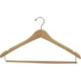 thumbnail image 2 of The Great American Hanger Company Curved Wooden Suit Hanger with Natural Finish & Locking Pant Bar, 1/2 Inch Thick Hangers with Chrome Swivel Hook box, 2 of 5