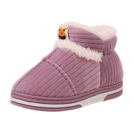 

GNEIKDEING Ladies Solid Color Cartoon Animal Cotton Slippers Warm Flat Short Cotton Boots Gift on Clearance