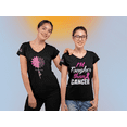 thumbnail image 3 of Wild Bobby Survivor Breast Cancer Butterfly USA Flag Sleeve Breast Cancer Awareness Women Standard V-Neck Tee, Black, Small, 3 of 7
