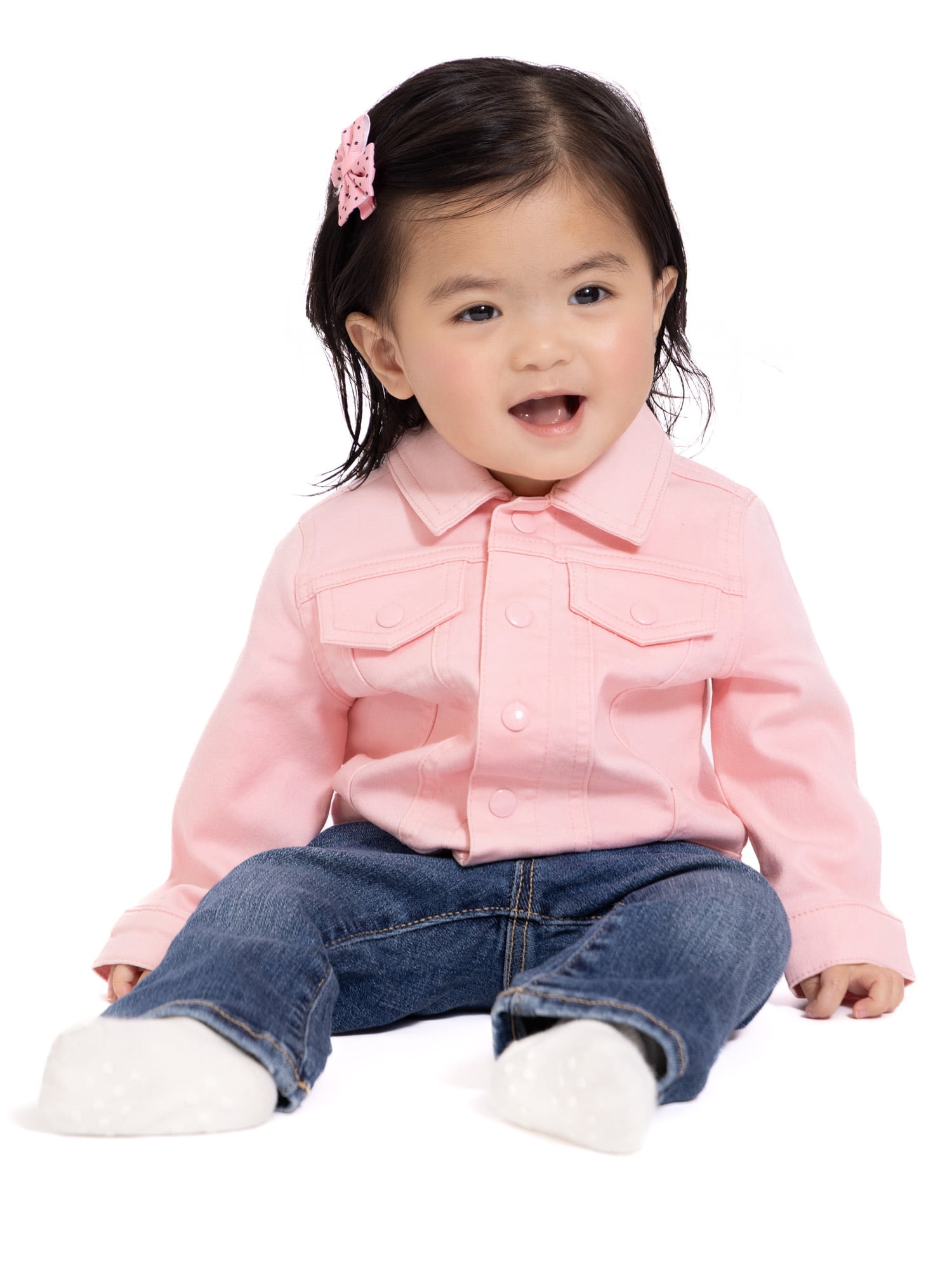 Wonder Nation Baby Girls Denim Jacket with Long Sleeves, Sizes 0/3M-24M