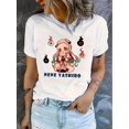 thumbnail image 1 of Camiseta para mujer Suave de veranoChic Cartoon Girl Graphic Tee for Women - Casual Crew Neck Short Sleeve, Stretchy Polyester Blend, Machine Washable - Perfect Summer TopFather's Day, Mother's Day,, 1 of 6