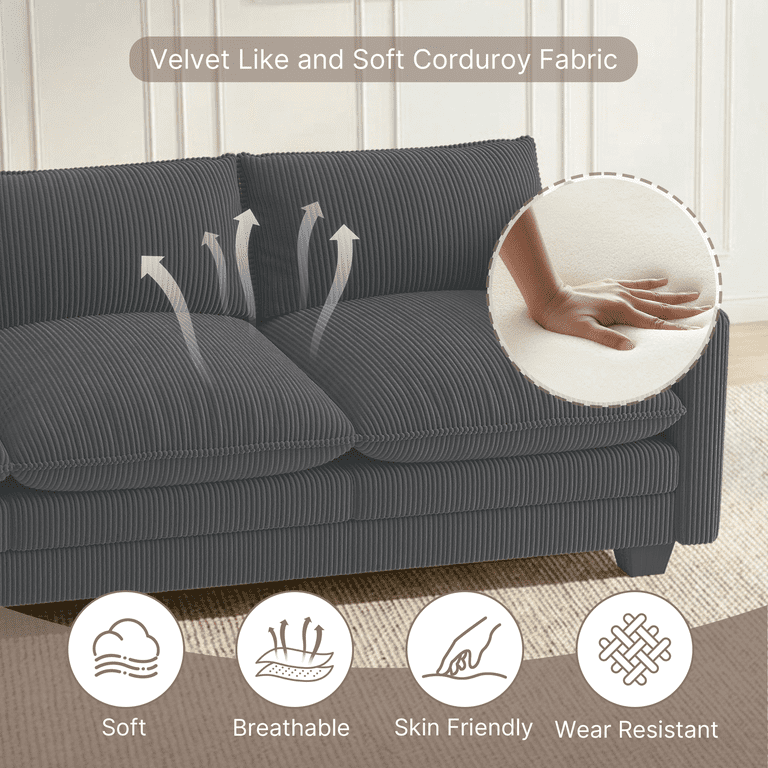 Noelse 110" L-Shaped Cloud Couch, Gray Sectional photo 7