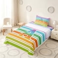 thumbnail image 3 of Manfei Rainbow Stripe Monogram Twin Sheets, Glitter Letter A Bedding, Multicolor White, Polka Dots Reversible 3 Pieces1 Flat Sheet + 1 Fitted Sheet + 1 Pillowcase, 3 of 6