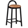 thumbnail image 3 of Meridian Furniture Calvin Tabouret en Cuir Végane de 27 Pouces Couleur Cognac et Noir, 3 of 10