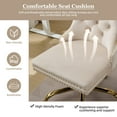 thumbnail image 4 of PAPROOS Vanity Chair, Swivel Home Office Chair, Ergonomic Home Desk Chair with Golden Metal Base, Adjustable Height, Velvet Upholstered Tufted Button Task Chair, Beige, 4 of 11