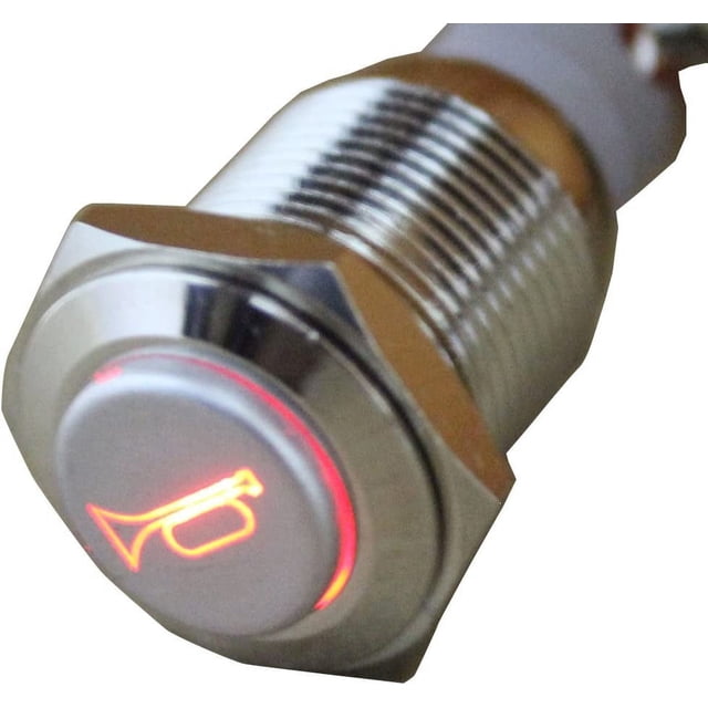 Bocina de coche con botón pulsador, 16 mm, LED, 12 V, 3 A, interruptor de palanca momentáneo, bocina de metal, altavoz