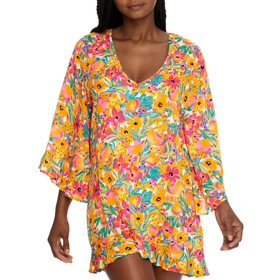 Anne Cole Signature Womens Sunshine Floral Flounce Tunic Cover-Up Style-22MC51013 Swimsuit