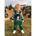 thumbnail image 3 of RUINIXCW Newborn Baby Boy Girl My First Christmas Outfit Infant Fall Winter Clothes Stripe Long Sleeve Romper Embroidery Velvet Overalls Pants Set, 3 of 10