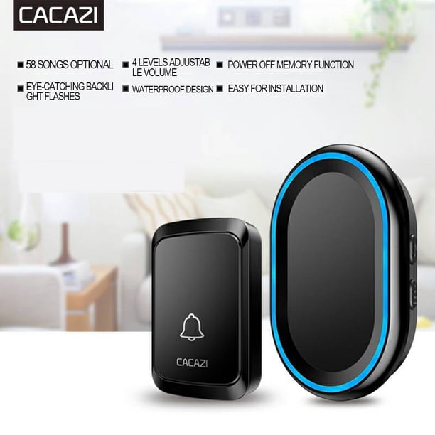 XWSHYW Aparatos Electrónicos Timbre Inteligente Inalámbrico de Seguridad para El Hogar Cacazi con Luz Led y 58 Canciones, Ue