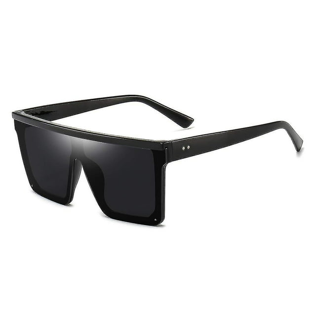 Square Oversized Sunglasses For Women Men Fashion Flat Top Big Frame Shadesblack Frame/black Lens