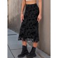 thumbnail image 4 of DARING DIVA Women's High Waist Bodycon Mesh Fishtail Midi Skirts XS Black, 4 of 6
