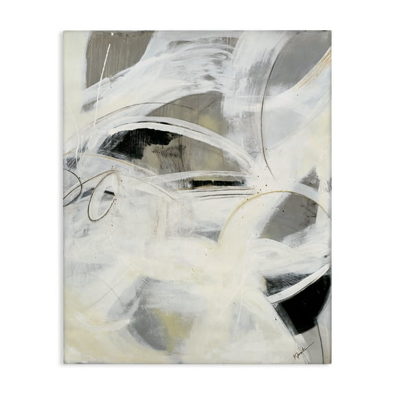 Stupell Industries White Abstract Expression Abstract Painting Wrapped Canvas Art Print Wall Art, 16 x 20