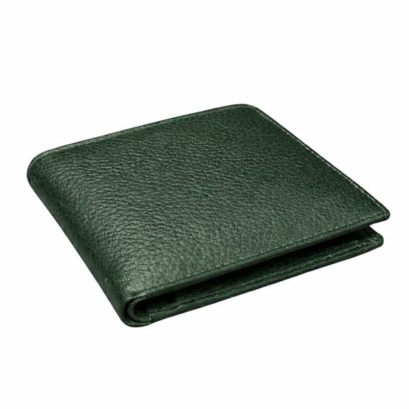Hunar Men's Green Genuine Leather Bifold Wallet with Coin Pocket, ID Window, Multiple Card Slots & Cash Compartment, Slim Compact Wallet for Men