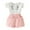 Pink, variant on Hwmodou Toddler Girl Clothes Sets Toddler Kid Girl Summer Floral Ruffle Embroidery T-Shirt Tops Shorts 2Pcs Outfits Set Outerwear Sets