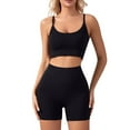 thumbnail image 2 of Ccpelsie Womens 2 Piece Workout Sets Cross Back Padded Halter Tank Tops High Waisted Biker Yoga Shorts Gym Outfits(Black,L), 2 of 7